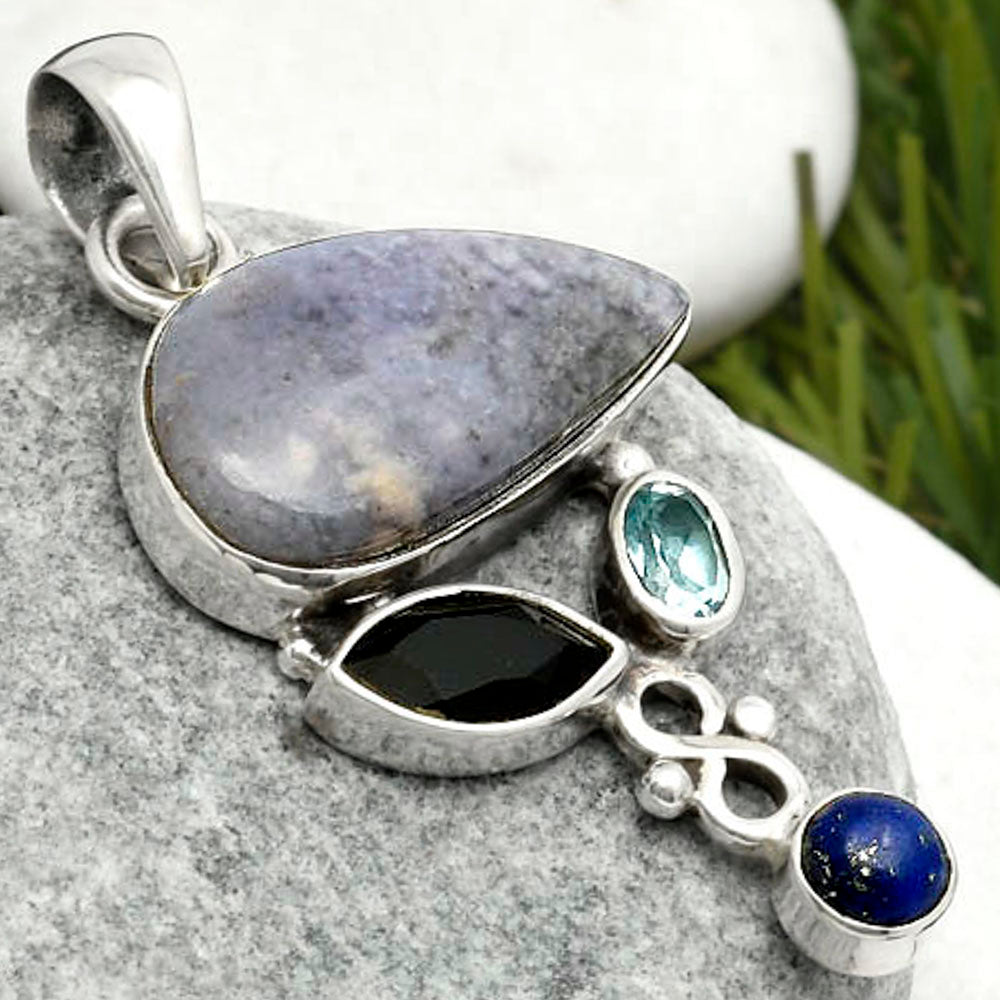 Arizona Burro Creek Jasper, Black Onyx, Topaz & Lapis Pendant P-1602 SDP114732