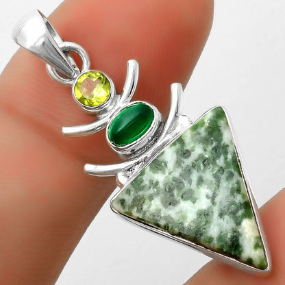 Natural Dioptase, Green Onyx & Peridot Pendant P-1593 SDP114783