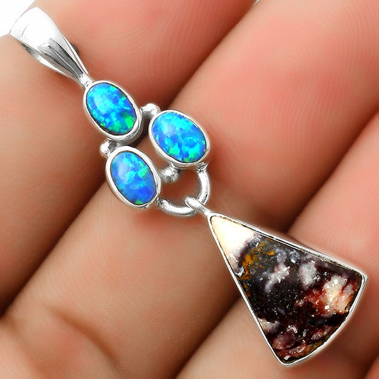 Indian Blanket Jasper & Fire Opal Pendant P-1203 SDP114862