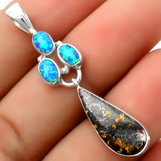 Indian Blanket Jasper & Fire Opal Pendant P-1203 SDP114868