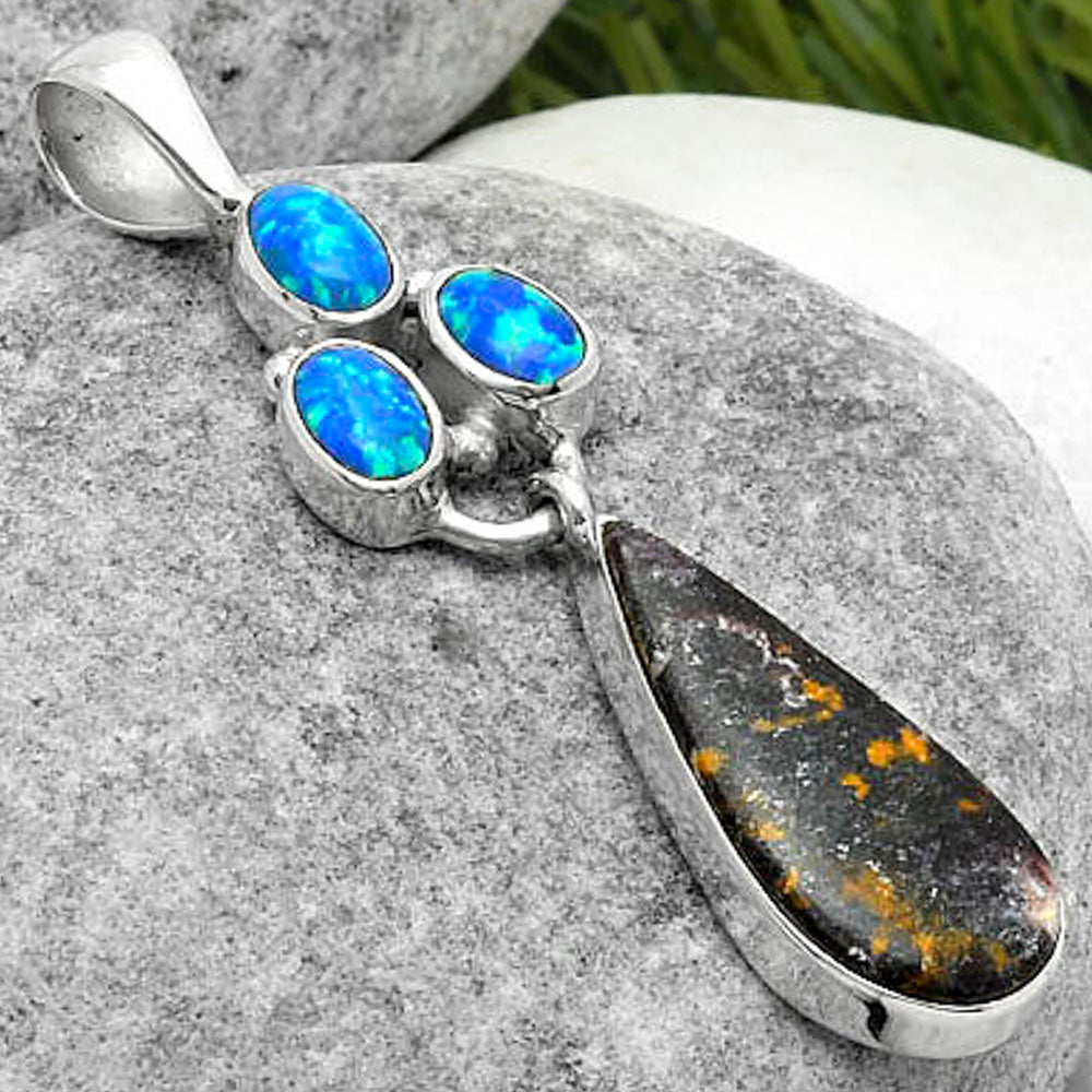 Indian Blanket Jasper & Fire Opal Pendant P-1203 SDP114868