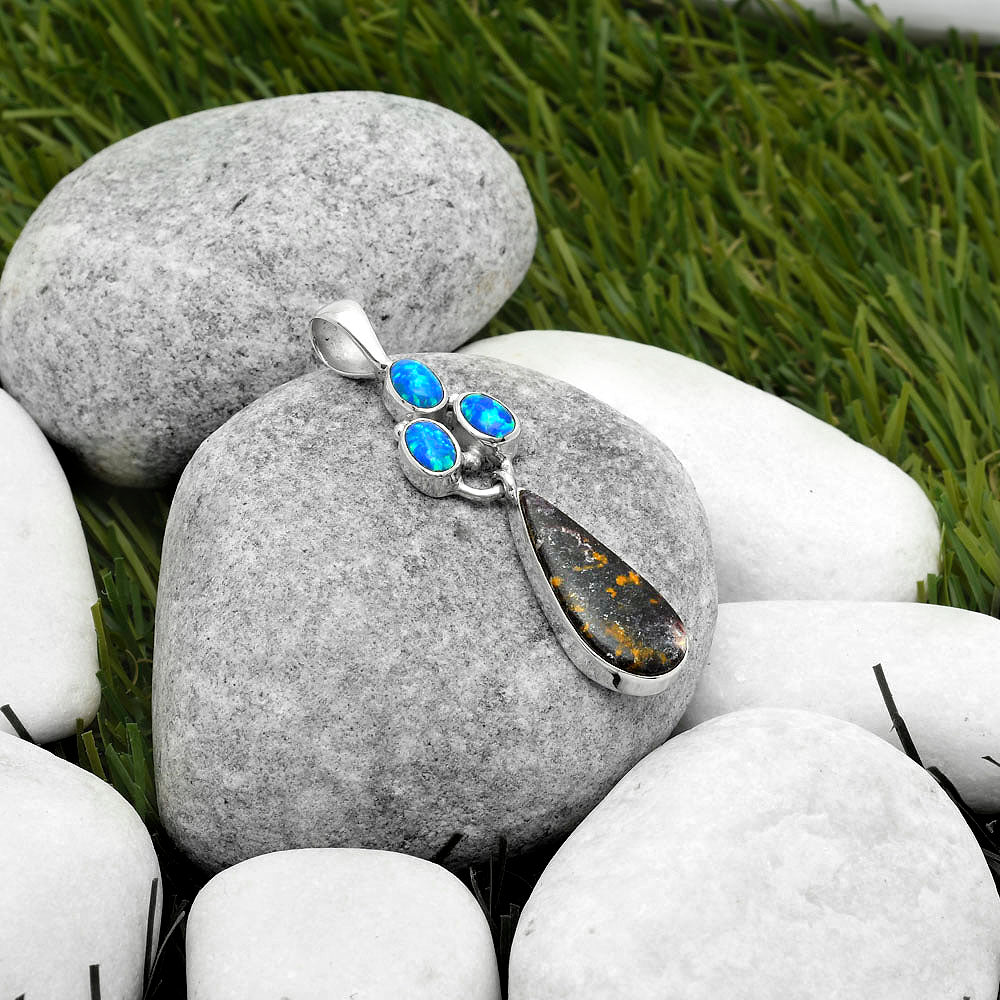 Indian Blanket Jasper & Fire Opal Pendant P-1203 SDP114868