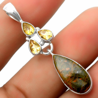 Turkish Rainforest Chrysocolla & Citrine Pendant P-1203 SDP114873