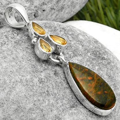 Turkish Rainforest Chrysocolla & Citrine Pendant P-1203 SDP114873