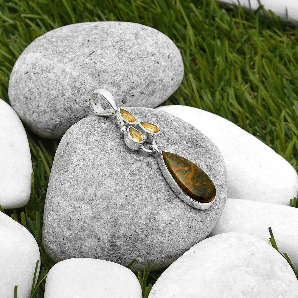 Turkish Rainforest Chrysocolla & Citrine Pendant P-1203 SDP114873