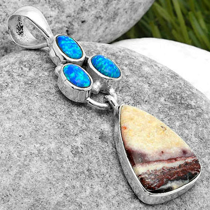 Indian Blanket Jasper & Fire Opal Pendant P-1203 SDP114881