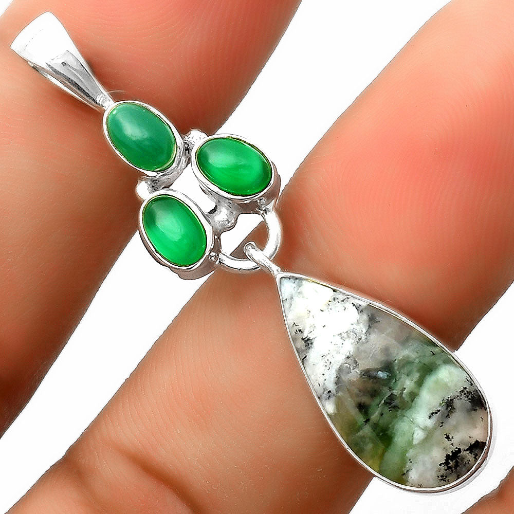 Dendritic Chrysoprase - Africa & Green Onyx Pendant P-1203 SDP114882