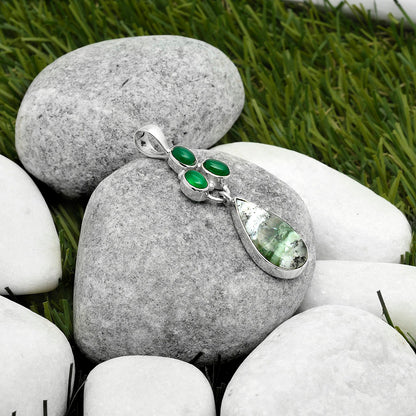 Dendritic Chrysoprase - Africa & Green Onyx Pendant P-1203 SDP114882