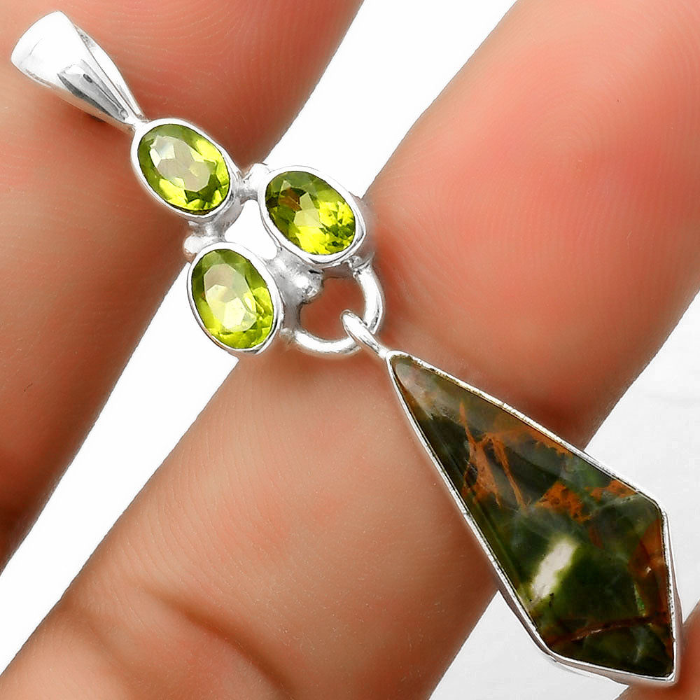 Turkish Rainforest Chrysocolla & Peridot Pendant P-1203 SDP114885