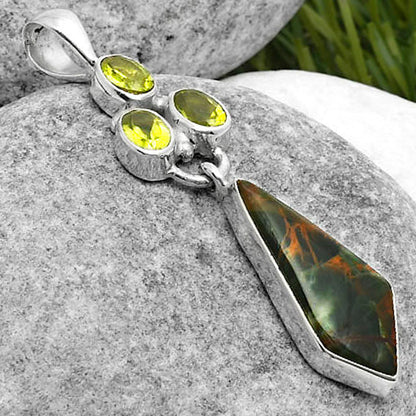 Turkish Rainforest Chrysocolla & Peridot Pendant P-1203 SDP114885