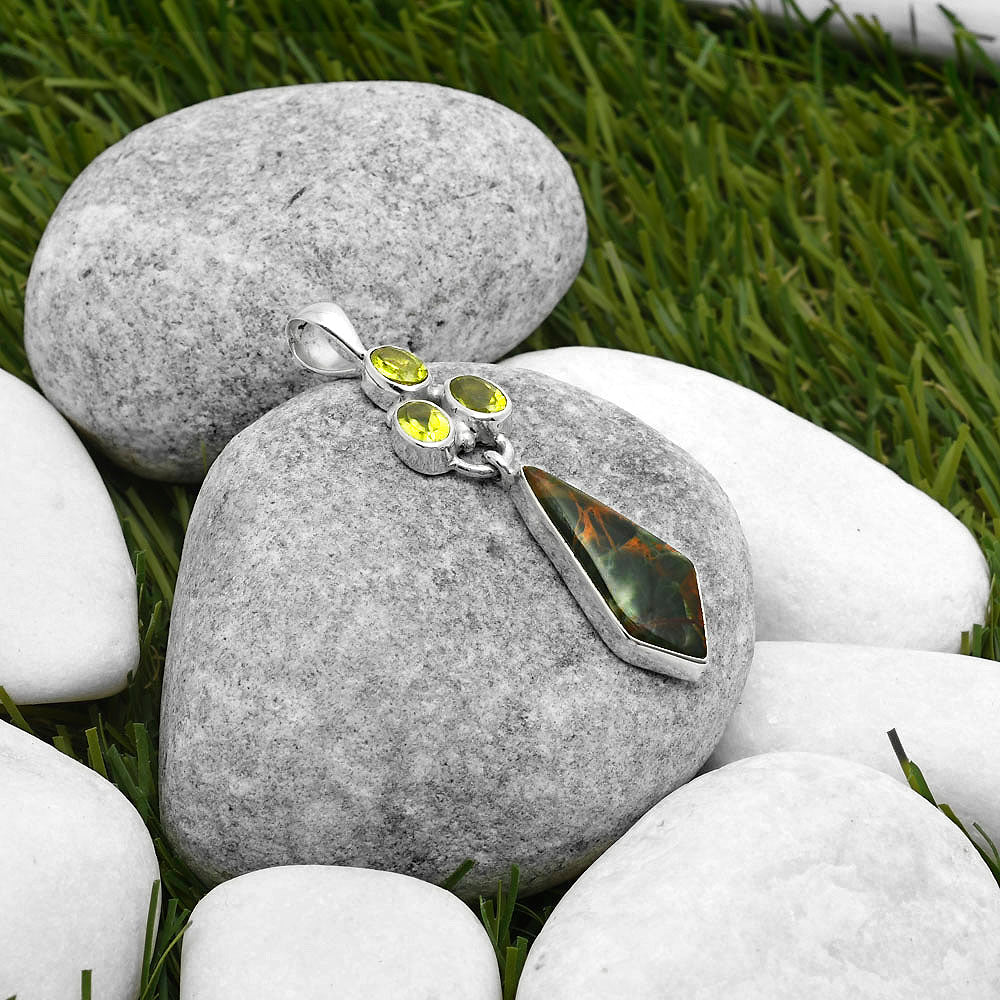 Turkish Rainforest Chrysocolla & Peridot Pendant P-1203 SDP114885