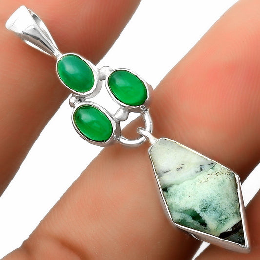 Dendritic Chrysoprase - Africa & Green Onyx Pendant P-1203 SDP114887