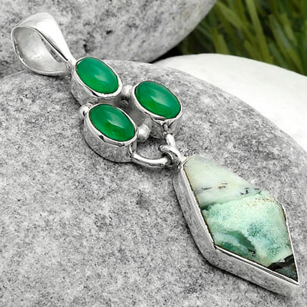 Dendritic Chrysoprase - Africa & Green Onyx Pendant P-1203 SDP114887