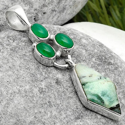 Dendritic Chrysoprase - Africa & Green Onyx Pendant P-1203 SDP114887