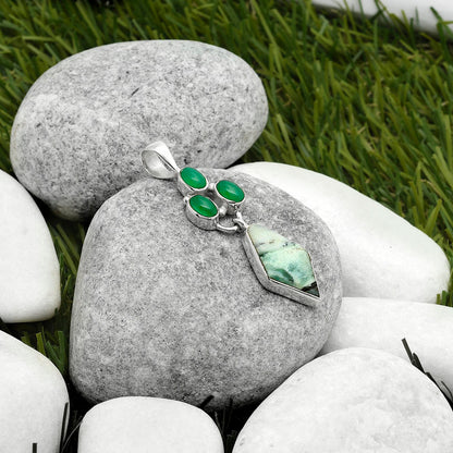 Dendritic Chrysoprase - Africa & Green Onyx Pendant P-1203 SDP114887