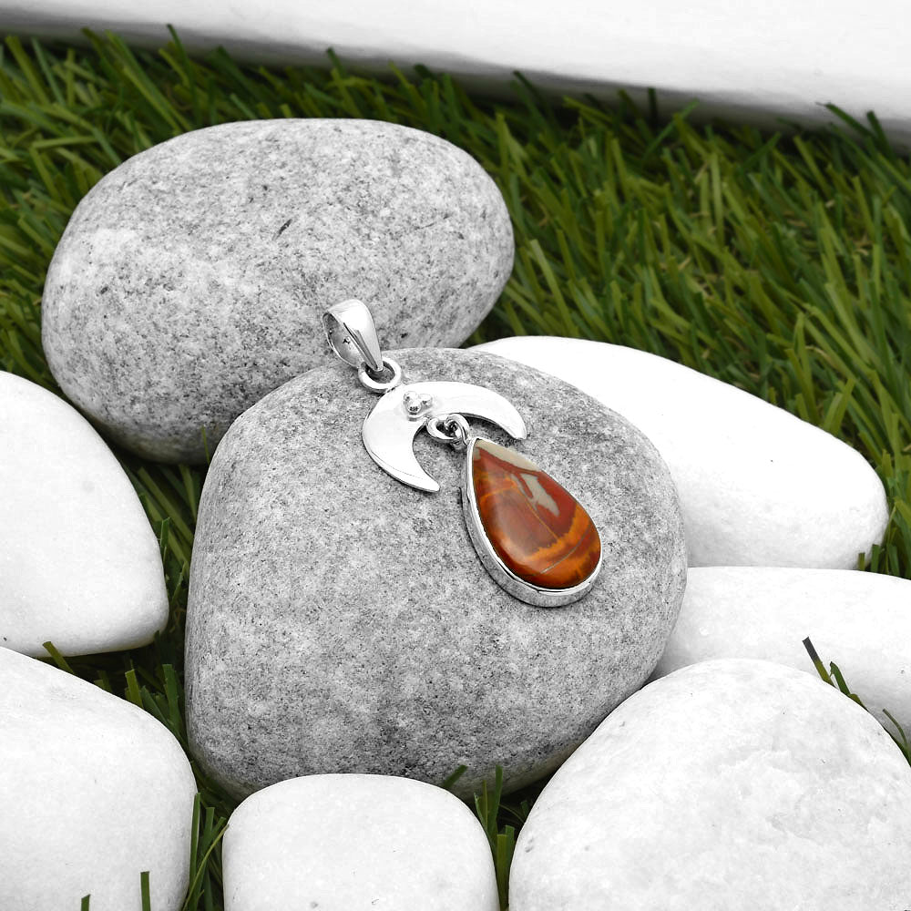 Crescent Moon Natural Noreena Jasper Pendant P-1133 SDP114900