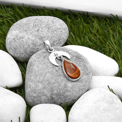 Crescent Moon Natural Noreena Jasper Pendant P-1133 SDP114900