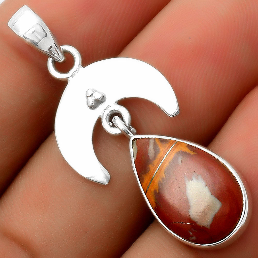 Crescent Moon Natural Noreena Jasper Pendant P-1133 SDP114903