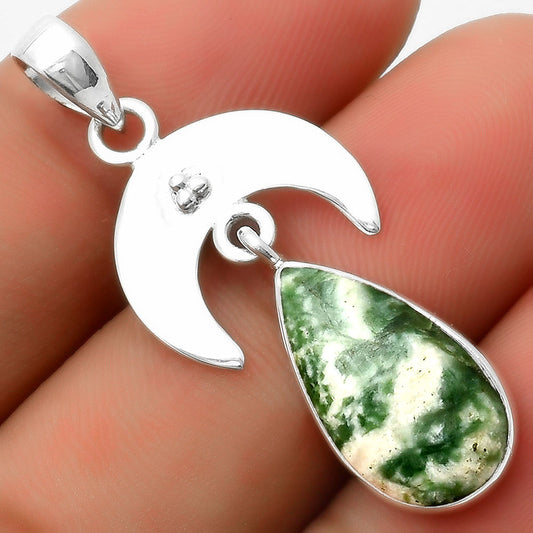 Crescent Moon - Natural Dioptase Pendant P-1133 SDP114911