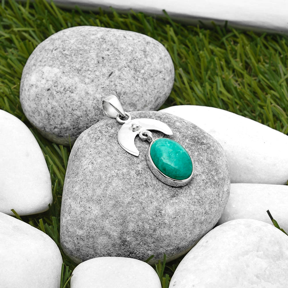 Crescent Moon - Paraiba Amazonite Pendant P-1133 SDP114916