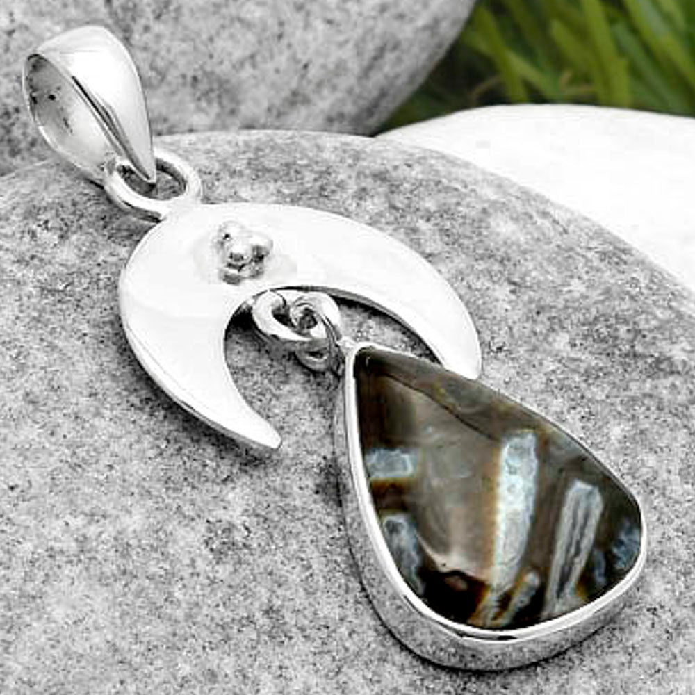 Crescent Moon - Tube Agate - Turkish Pendant P-1133 SDP114917