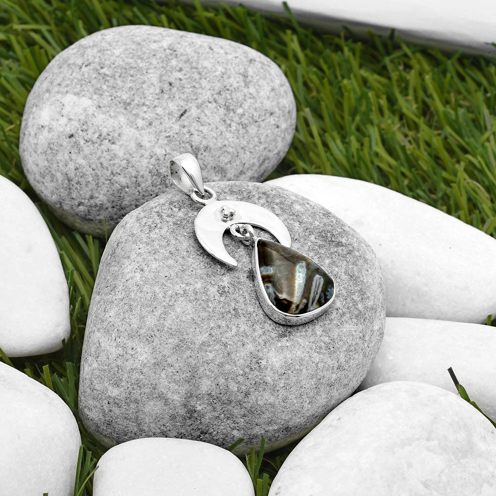 Crescent Moon - Tube Agate - Turkish Pendant P-1133 SDP114917