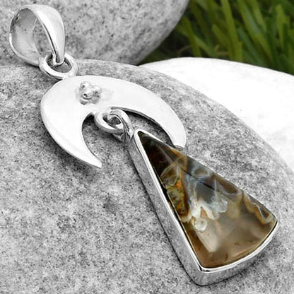 Crescent Moon - Tube Agate - Turkish Pendant P-1133 SDP114918