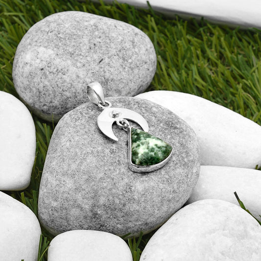 Crescent Moon - Natural Dioptase Pendant P-1133 SDP114921