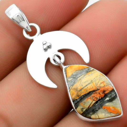 Crescent Moon Natural Maligano Jasper Pendant P-1133 SDP114928