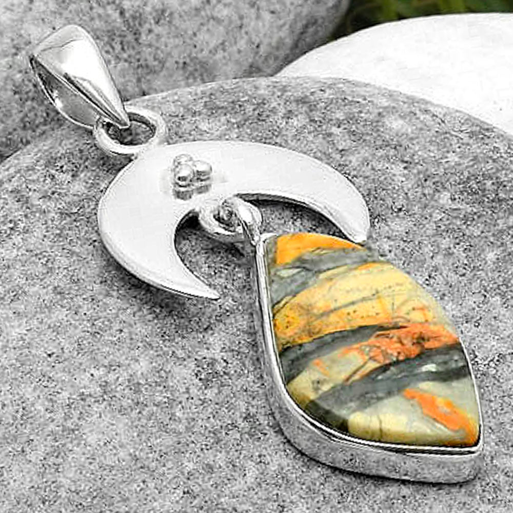 Crescent Moon Natural Maligano Jasper Pendant P-1133 SDP114928