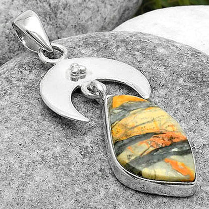 Crescent Moon Natural Maligano Jasper Pendant P-1133 SDP114928