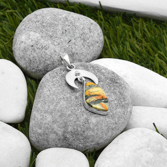 Crescent Moon Natural Maligano Jasper Pendant P-1133 SDP114928