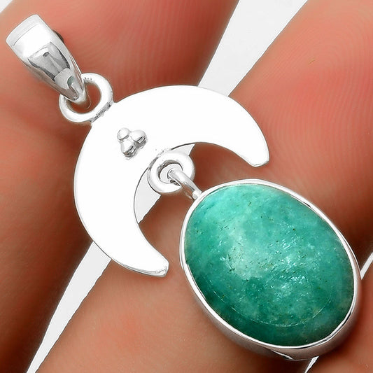 Crescent Moon - Paraiba Amazonite Pendant P-1133 SDP114930