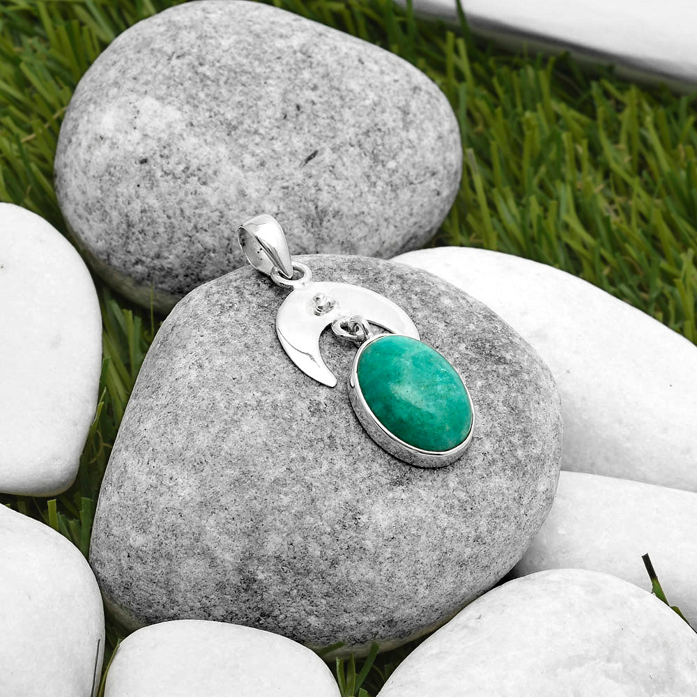 Crescent Moon - Paraiba Amazonite Pendant P-1133 SDP114930