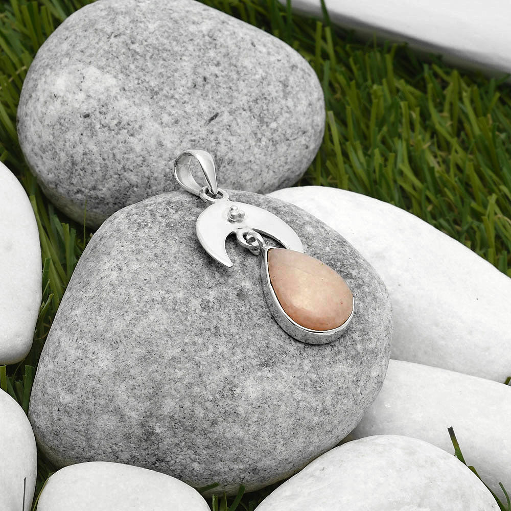 Crescent Moon Natural Pink Scolecite Pendant P-1133 SDP114937