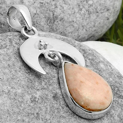 Crescent Moon Natural Pink Scolecite Pendant P-1133 SDP114938