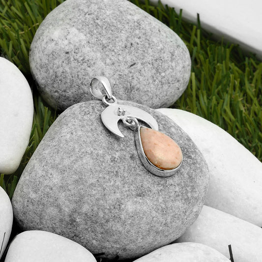 Crescent Moon Natural Pink Scolecite Pendant P-1133 SDP114938