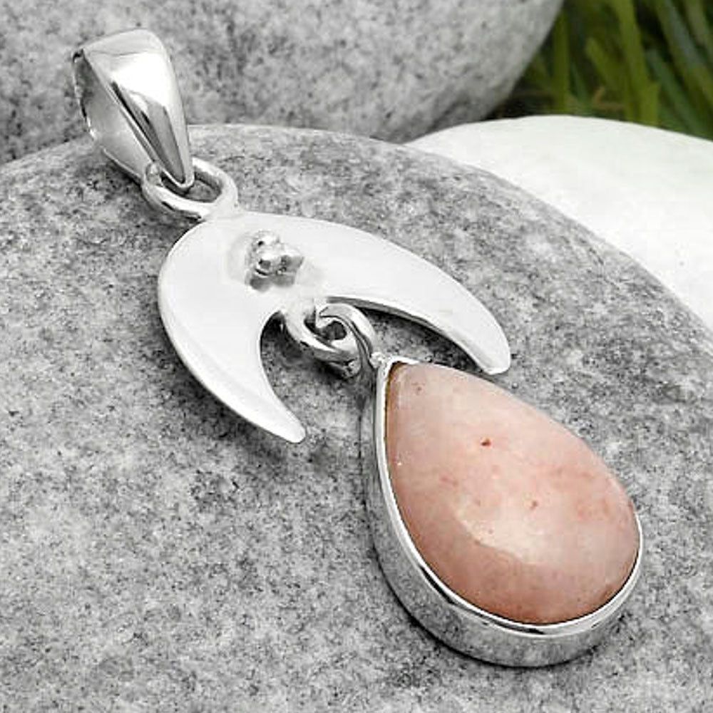 Crescent Moon Natural Pink Scolecite Pendant P-1133 SDP114939