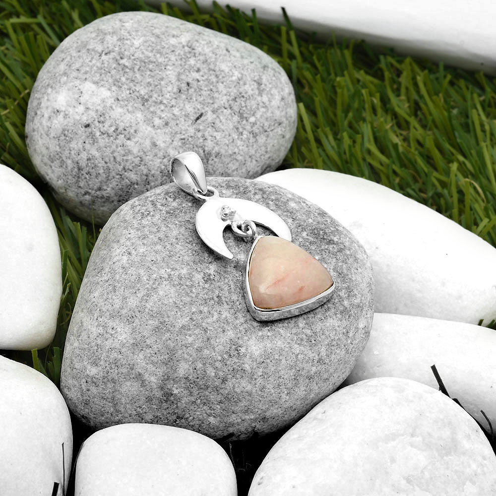 Crescent Moon Natural Pink Scolecite Pendant P-1133 SDP114940