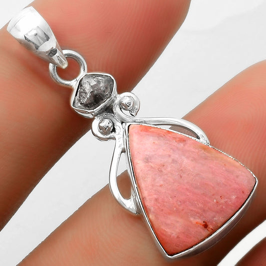 Pink Tulip Quartz & Herkimer Diamond Pendant P-1571 SDP114946