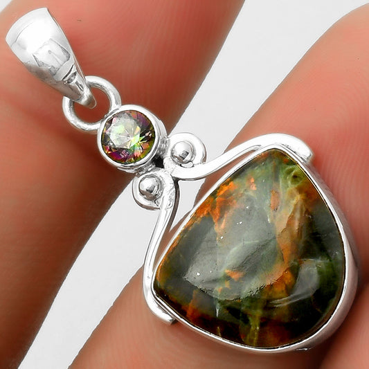 Turkish Rainforest Chrysocolla & Mystic Topaz Pendant P-1571 SDP114947