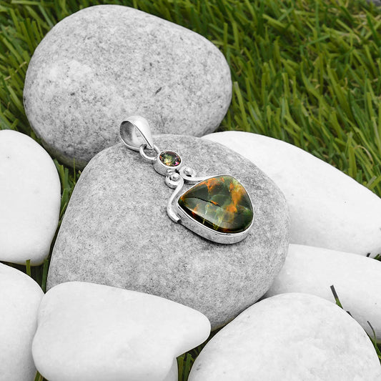 Turkish Rainforest Chrysocolla & Mystic Topaz Pendant P-1571 SDP114947