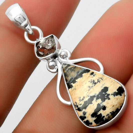 Russian Honey Dendrite Opal & Herkimer Diamond Pendant P-1571 SDP114948