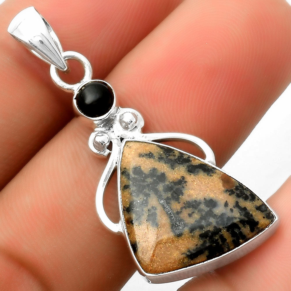 Russian Honey Dendrite Opal & Black Onyx Pendant P-1571 SDP114953