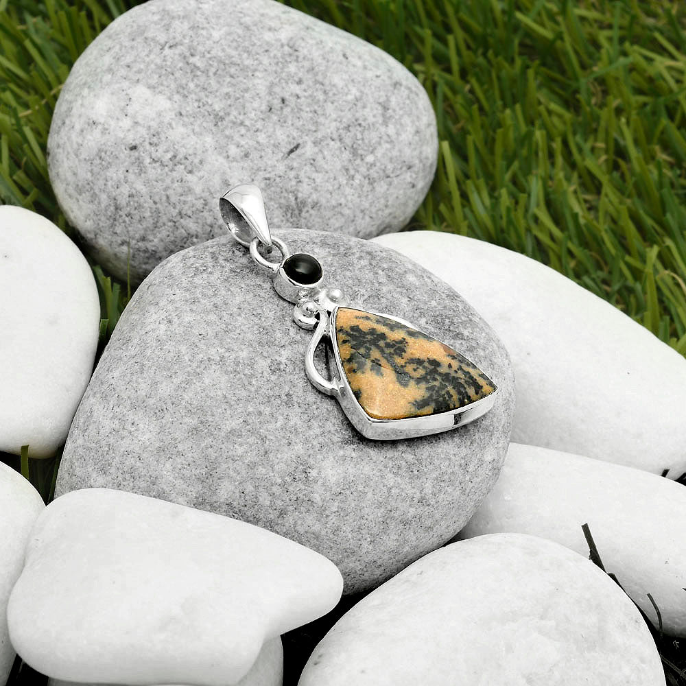 Russian Honey Dendrite Opal & Black Onyx Pendant P-1571 SDP114953