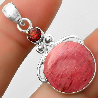 Natural Pink Tulip Quartz & Garnet Pendant P-1571 SDP114963