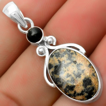 Russian Honey Dendrite Opal & Black Onyx Pendant P-1571 SDP114970