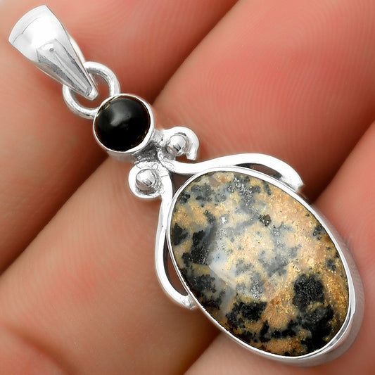 Russian Honey Dendrite Opal & Black Onyx Pendant P-1571 SDP114970
