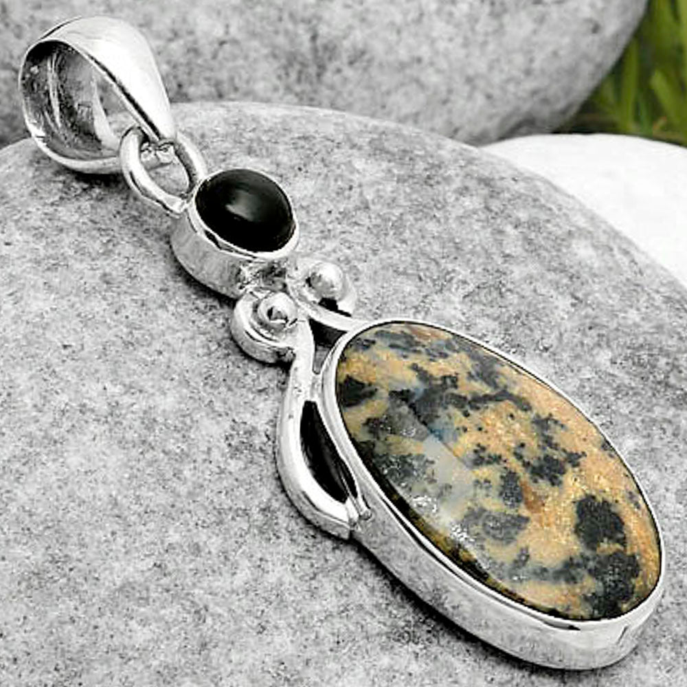 Russian Honey Dendrite Opal & Black Onyx Pendant P-1571 SDP114970