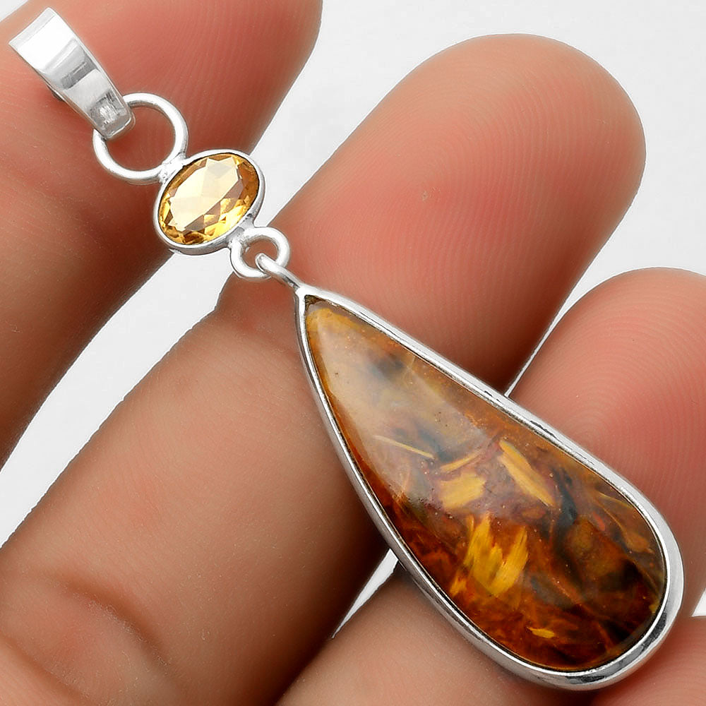 Natural Pietersite Namibia & Citrine Pendant P-1098 SDP115030